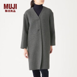 无印良品（MUJI）女式 羊毛混 双面大衣 毛呢外套 秋冬简约风外衣W9AD225 深灰色 L 165/88A