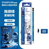 施德楼（STAEDTLER） 德国原产素描铅笔 100经典蓝杆进口铅笔 专业美术生绘图设计动漫画笔 8B 12支整盒
