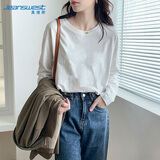 真维斯（Jeanswest）白色长袖t恤女2026新款港风春秋打底衫内搭可外穿小个子纯棉上衣