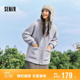 森马外套女仿羊羔毛摇粒绒双面穿连帽重磅夹克24新款109724108002