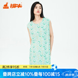 铜牛汗布印花圆领包肩女裙 春夏新款纯棉家居连衣裙睡裙VQ075 瑶环美玉-白-浅绿 S (160/85)