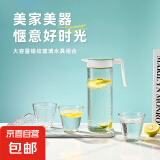 冷水壶玻璃耐高温轻奢家用凉水壶套装高颜值凉茶壶加大容量冰水壶 锤纹凉水壶+2杯