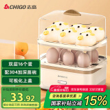 志高（CHIGO）煮蛋器蒸蛋器 电蒸锅双层多功能早餐煮蛋机 防干烧蒸蛋神器 可煮16个蛋【配蒸碗+量杯】ZDQ204