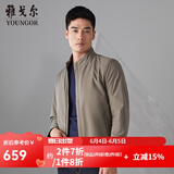 雅戈尔（YOUNGOR）单夹克男立领单茄克锦纶耐穿舒适透气男士上衣外套 VJJK409947YQA卡其 L 175/96A