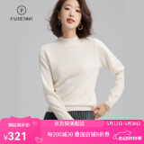 帕什【24新款新色】半高领羊绒衫女100山羊绒百搭针织打底毛衣女ps-02 本白 L (105-120斤)