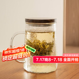 雅集玻璃杯筑铭杯茶杯泡茶杯带过滤木盖喝水杯子玻璃杯男士办公杯