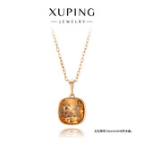 XUPING旭平首饰仿水晶经典肥方项链女士饰品送新年礼物 4号色-香槟色 约40+5cm