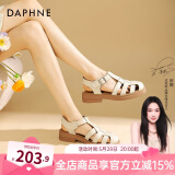 达芙妮官方 罗马凉鞋女2024新品春夏包头鞋复古编织粗跟沙滩鞋软底凉鞋 米色【经典热卖款】 38