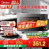 美的（Midea）家用变频微波炉平板式易清洁 800W微波速热 一键智能菜单 钻石背板 微晶面板加热20L（PM20M2）