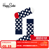 Happy Socks春夏款袜子女男袜薄荷曼波运动彩虹白色棉袜中筒袜 经典波点 1双 M 36-40