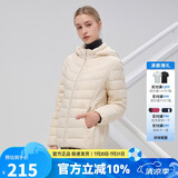 坦博尔轻薄羽绒服女宽松可脱卸帽女士轻薄羽绒外套TD216236 焦香米 160 
