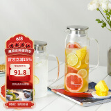 乐扣乐扣（LOCK&LOCK）凉水壶耐热玻璃泡茶柠檬水果水杯子带把家用大容量玻璃茶水杯1.2L