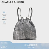CHARLES&KEITH柔软单肩流浪包水桶包双肩包包女包女士生日礼物CK2-10151393 牛仔蓝色CK2-10151393-2 L