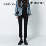 OLDER SEA黑色九分直筒牛仔裤女2025年秋季新款小个子高腰显瘦秋装烟管裤子 黑色 常规 L 28（建议101-109斤）