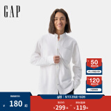 Gap男装2025春季新款纯棉基础款翻领长袖衬衫常规上衣美版422488 白色 422488 XS 美码 S亚洲码175/88A