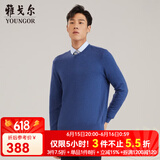 雅戈尔（YOUNGOR）羊毛衫男V领羊毛驼绒混纺羊毛衫手感柔软蓬松保暖 浅蓝VYTR639997IVA S (95)