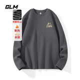 GLM白色长袖t恤男春秋季重磅男装打底衫纯棉吸汗宽松大码男士衣服