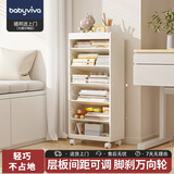 babyviva 儿童书架可移动带轮教室课桌边置物架书本收纳架落地小学生书柜
