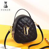 金狐狸（FOXER）牛皮女士包包女包大容量手提单肩包斜挎包轻奢女生女友生日礼物