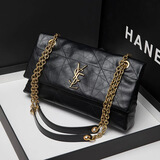 杨树林女包真皮包包2025新款女士复古高级菱格链条腋下单肩斜挎包 黑色【现货】