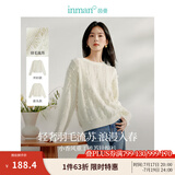 茵曼（INMAN）温柔羽毛流苏套头宽松圆领针织2025春季女装新款慵懒毛衣上衣 珍珠白 XL