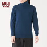 无印良品 MUJI 女式 天竺 高领毛衣 长袖针织衫 蓝色 M