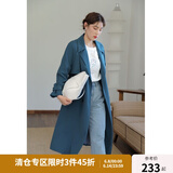 独束大码女装气质风衣外套女中长款秋季新款胖mm宽松大衣 蓝色 L