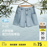 森马牛仔裤女简约时尚A字裤ins潮夏季凉感短裤休闲风109324122005