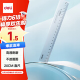 得力（deli）透明20cm学生直尺 高考中考考试绘图制图波浪边尺子  单个装开学文具