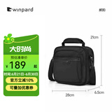 WINPARD/威豹商务男包手提公事包休闲单肩包出差男包斜挎包 黑色（横版/四层袋）