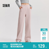 森马（Semir）休闲裤女发热抗菌长裤2024冬季气质摇粒绒纯色阔腿裤109724127001