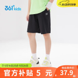 361°儿童短裤夏季男女童3-12岁透气运动裤梭织五分裤 黑 160