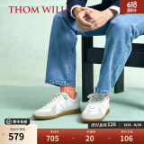THOM WILLS【舒适内里】德训鞋男经典复古休闲板鞋真皮透气小白鞋夏季T头鞋 浅灰白色G781 42 /8码