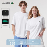 LACOSTE法国鳄鱼男女同款情侣宽松休闲圆领短袖T恤|TH2748 3YD/白色 M /175