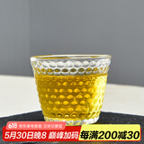 瓷牌茗 玻璃茶杯双层小杯子耐热水杯透明品茗杯带把茶杯子功夫茶具 锤目纹玻璃杯-90ML