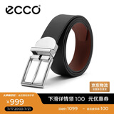 爱步（ECCO）男士方扣牛皮皮带礼盒商务休闲腰带黑色910589290922黑色/深棕色