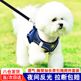 迪普尔狗绳狗狗牵引绳拴狗链子胸背带宠物猫咪小狗中型犬小型犬遛狗绳子 藏青色S-(建议体重3-6斤)