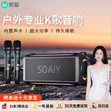 索爱（soaiy）SH05户外K歌5.3蓝牙音箱声卡音响一体机四喇叭双振膜立体声重低音炮混响广场舞直播带2个麦克风