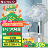 格力（GREE）电风扇一级能效落地扇直流变频家用立式电扇14叶大风力空气循环扇办公室遥控卧室静音风扇2024