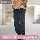 马登工装 美式街头束脚休闲裤宽松机能九分长裤男潮流 黑色 L