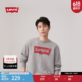 Levi's李维斯情侣同款美式简约舒适经典时尚宽松logo印花圆领卫衣 灰色0026 S