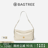 BAGTREE【明星同款】包包树奶盒包植鞣牛皮新款轻奢品牌单肩斜挎Hobo女包 皎月白-中号【磁吸拉链款】 高级小众