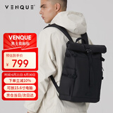 VENQUE范克户外旅行卷口双肩包男士皮质高级感背包女防泼水摄影电脑包