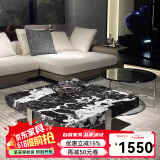 楒森意式极简宝格丽黑大理石正方形茶几客厅家用大小户型高级设计师款 1米茶几（不含边几）
