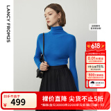 朗姿【王楚然同款】纯羊毛高领针织衫春冬内搭打底上衣旷野美拉德 舰队蓝色 XL