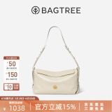 BAGTREE【明星同款】包包树奶盒包植鞣牛皮新款轻奢品牌单肩斜挎Hobo女包 皎月白-中号【磁吸拉链款】 高级小众