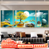 瑞尚（RUISHANG） 北欧客厅装饰画轻奢沙发背景墙挂画简约墙上壁画餐厅玄关墙画 石来运转I 左右60*80+中间110*80晶瓷面黑框