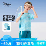 迪士尼（DISNEY）男童针织速干拼接短袖套装六一儿童节两件套25夏DA521AE01蓝150