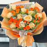 琐拉鲜花速递玫瑰花束求婚生日礼物送女友全国同城花店配送 11朵香槟玫瑰混搭花束