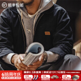 马登工装星际穿越底特律猎装夹克男春季J001美式帆布巴恩风翻领外套 黑色 XL